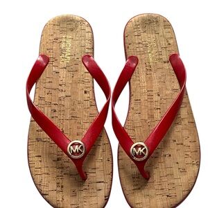Michael Kors Red Cork Flip Flop Sandals